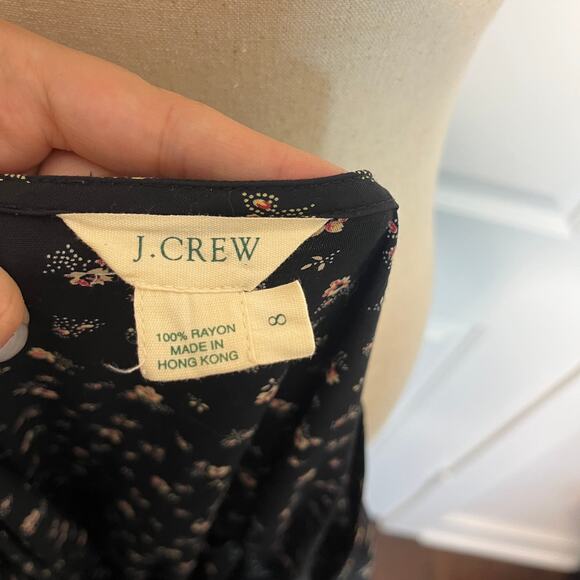 Vintage J. Crew Women's Maxi Dress Size 8 Black Ditsy Floral Button Down Modest - Picture 7 of 8